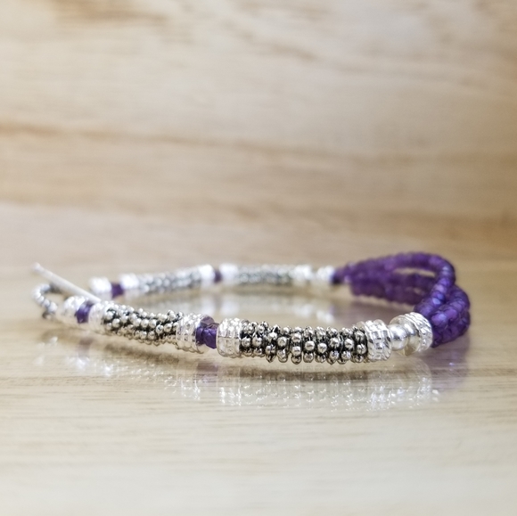 Two Tone Amethyst Ladies Toggle Bracelet - Picture 3 of 16